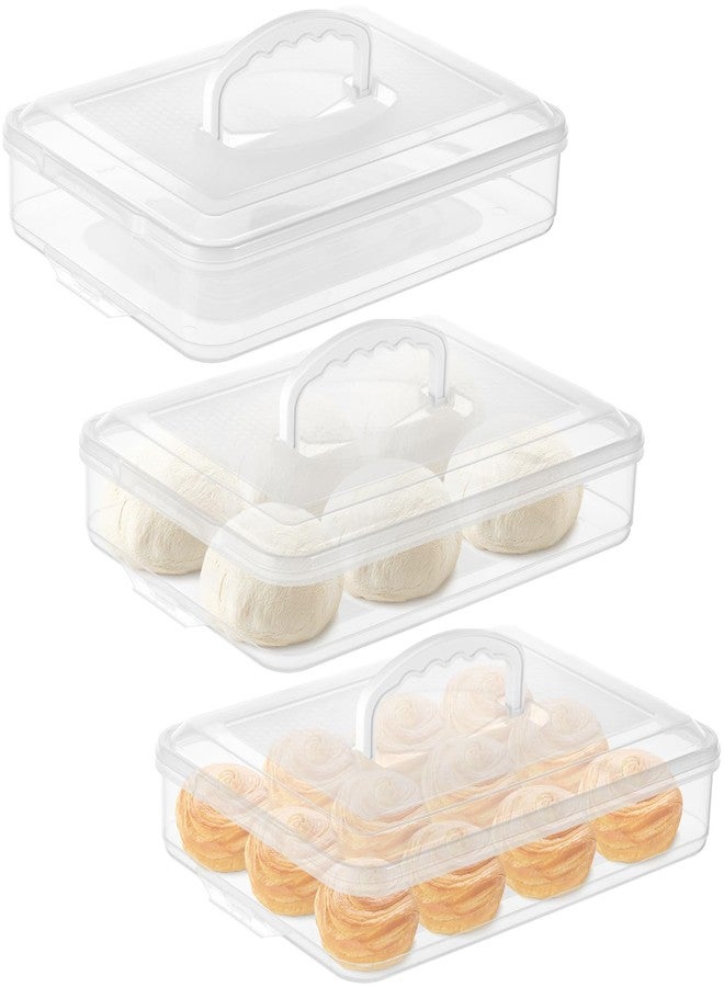 FMOACEN 3PCS Pizza Dough Proofing Box, 12.2 x 8.6 Inch Clear Plastic Pizza Dough Tray with Handle and Lid Bread Fermentation Storage Boxes Container Rectangular Household Pizza Dough Trays with Cover - Image 1
